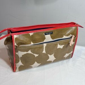 Kate Spade xl toiletries case bag pouch mod  brown burnt red/orange cream